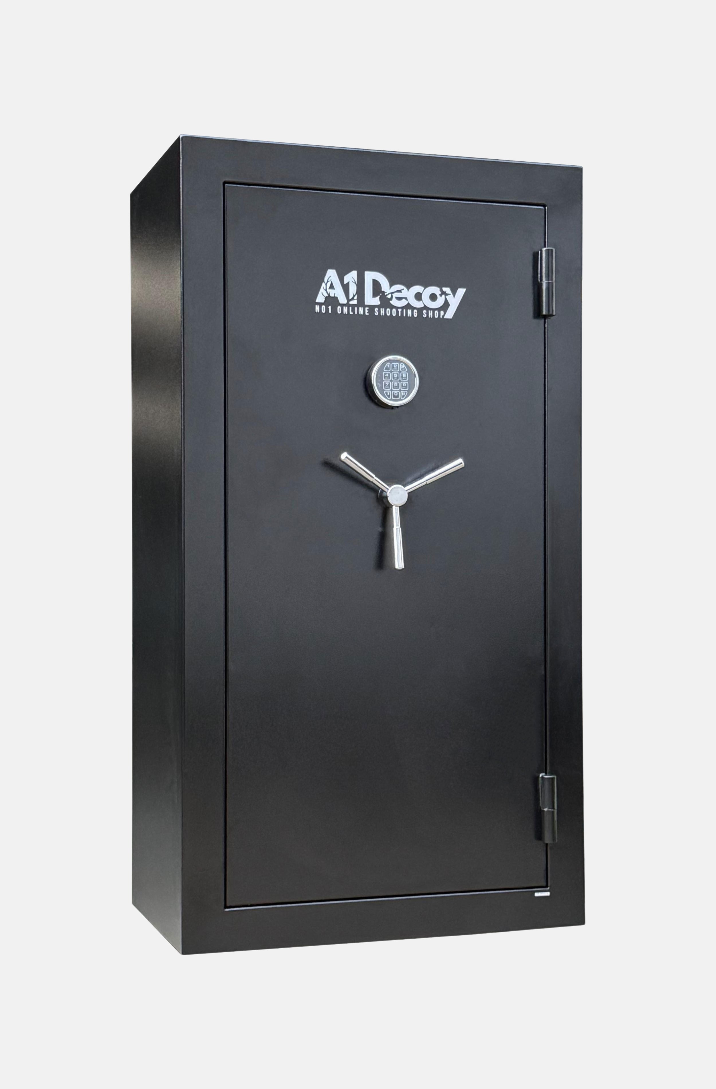 Cynthia Fortress Secure 32-gun fireproof safe with digital lock, sturdy steel construction, and secure interior storage.