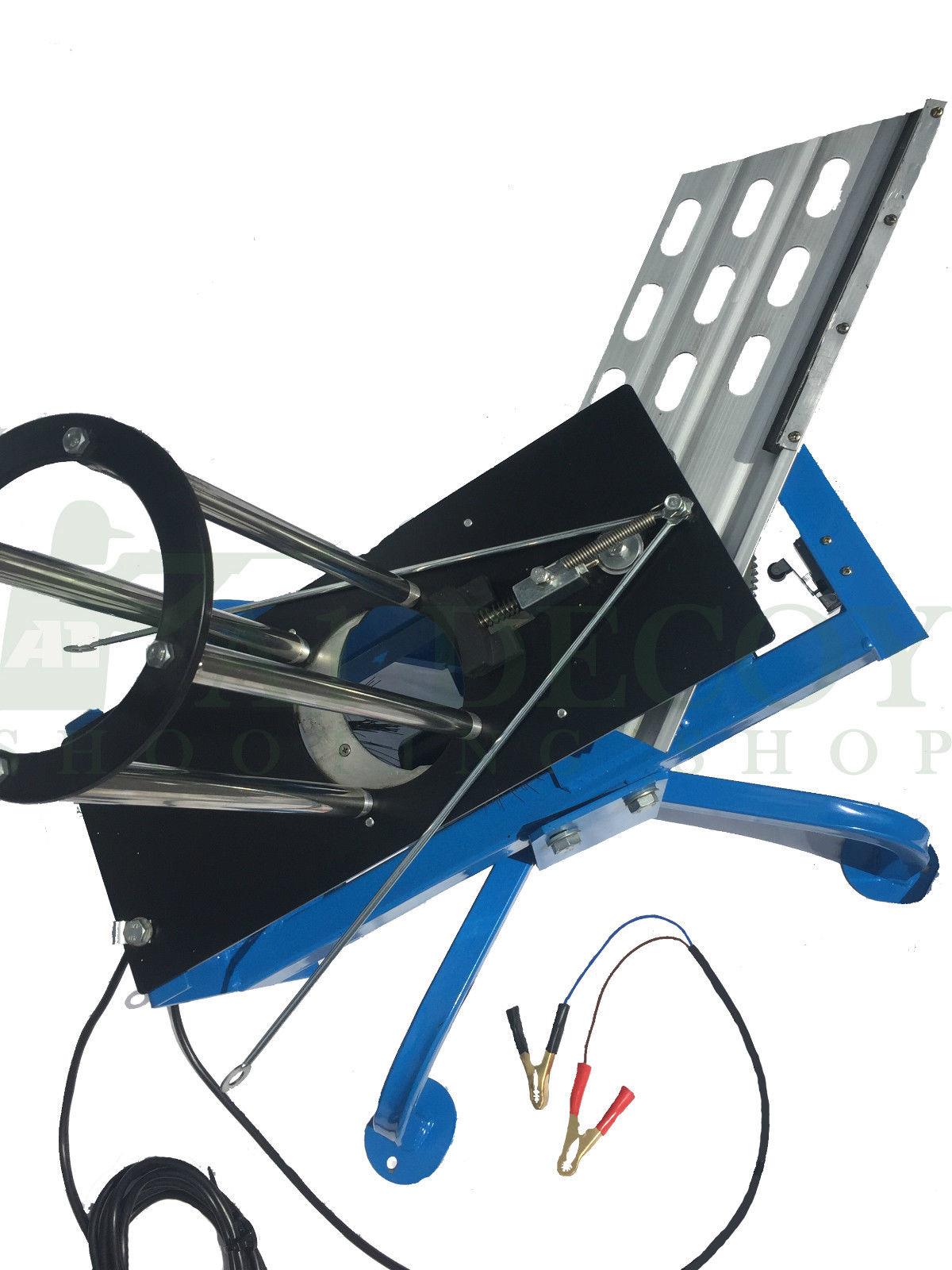 ECHO automatic clay pigeon trap with 12V power, showing the trap mechanism and design for shooting sports and clay target practice