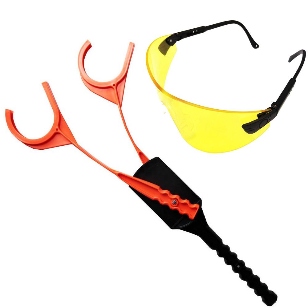 Echo double hand clay thrower used for shooting classes, showing the sturdy design and ergonomic handles for target practice.