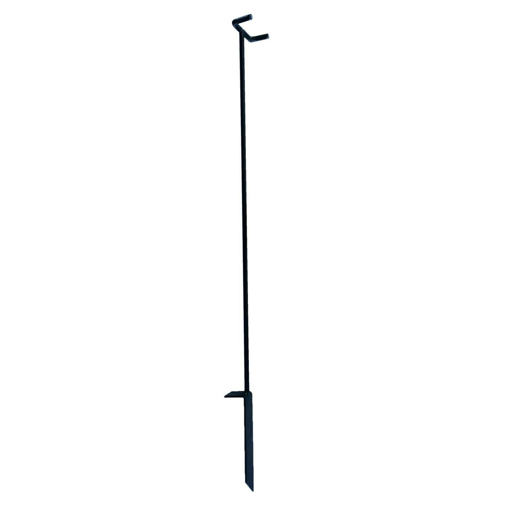 Echo gun stand for hunting hide, designed to hold rifles securely and organize equipment in outdoor blinds.