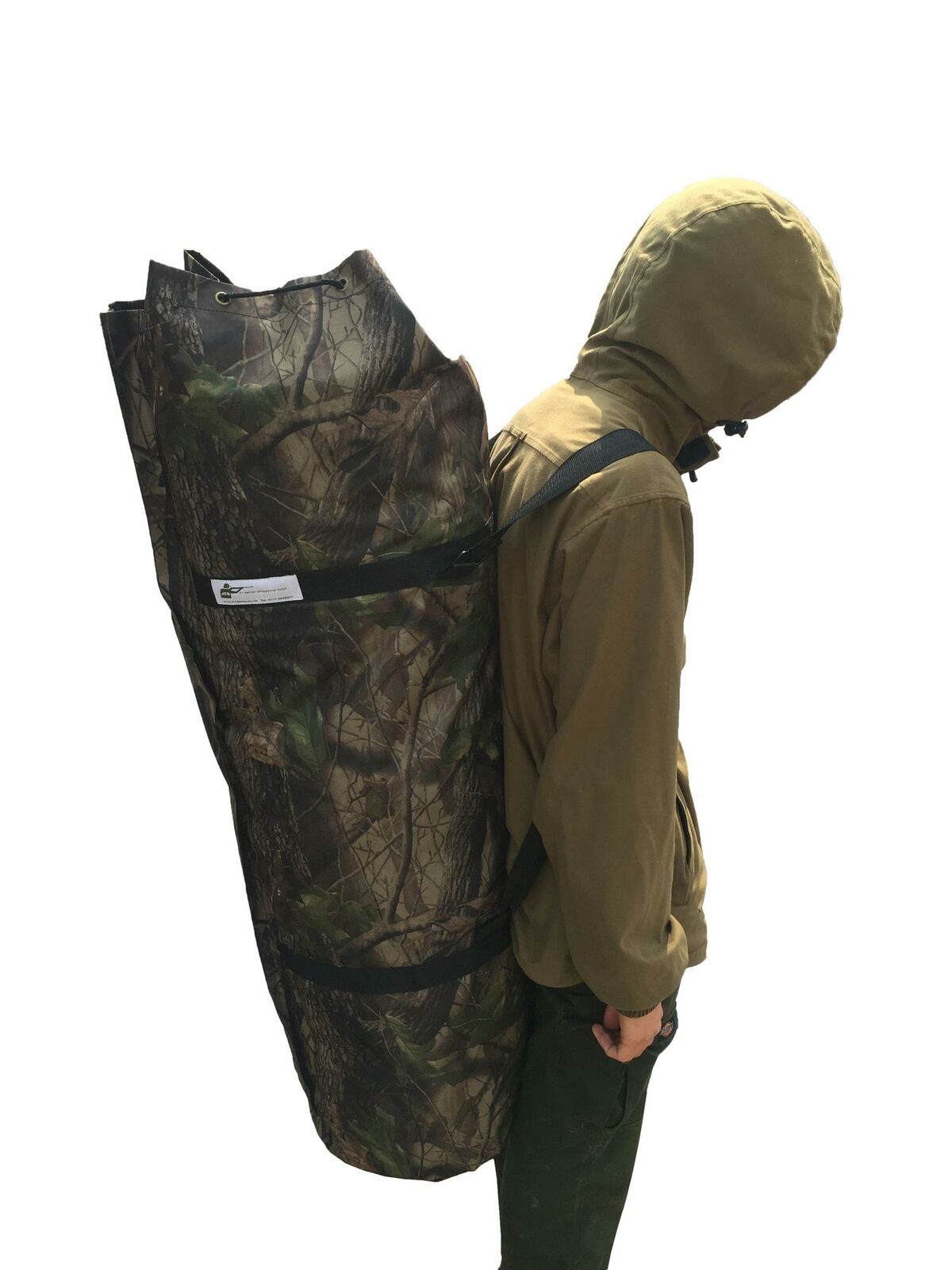 Echo Mega Pro Holdall Bag in camo with padded straps, durable fabric, and spacious interior for travel and storage.