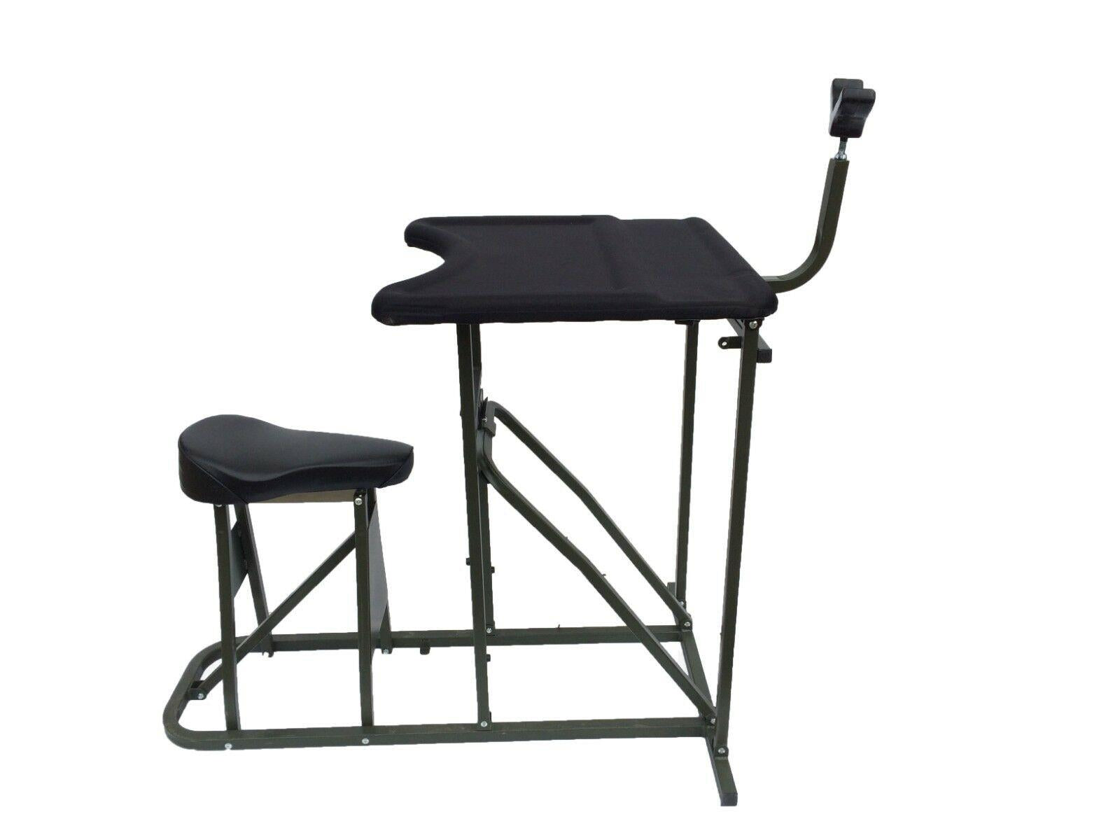 Echo shooting bench table with rifle rest, sturdy design for comfortable shooting support and stability during target practice.