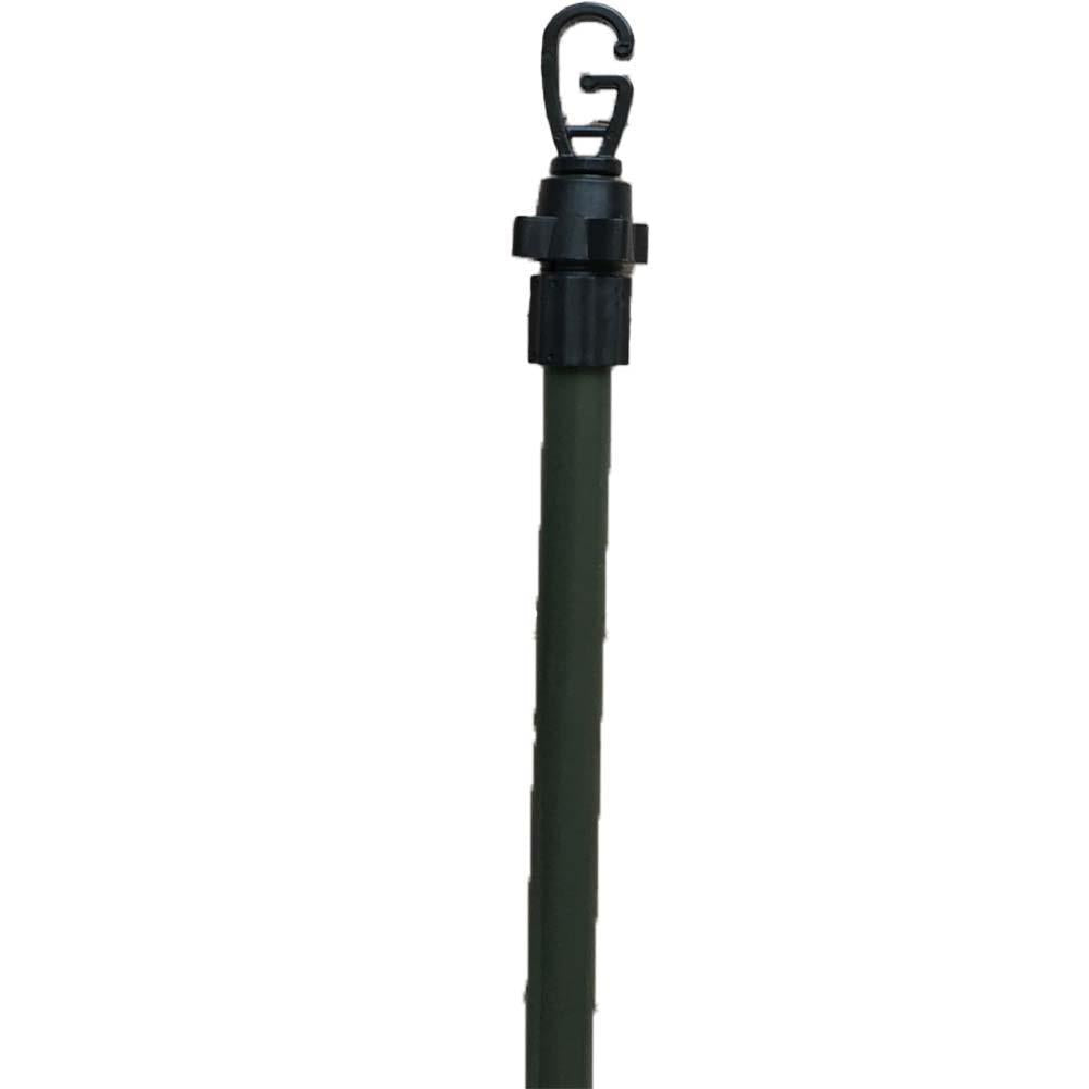 Echo 4 dual spike hide poles with green canvas bag, designed for hunting blinds or wildlife concealment.