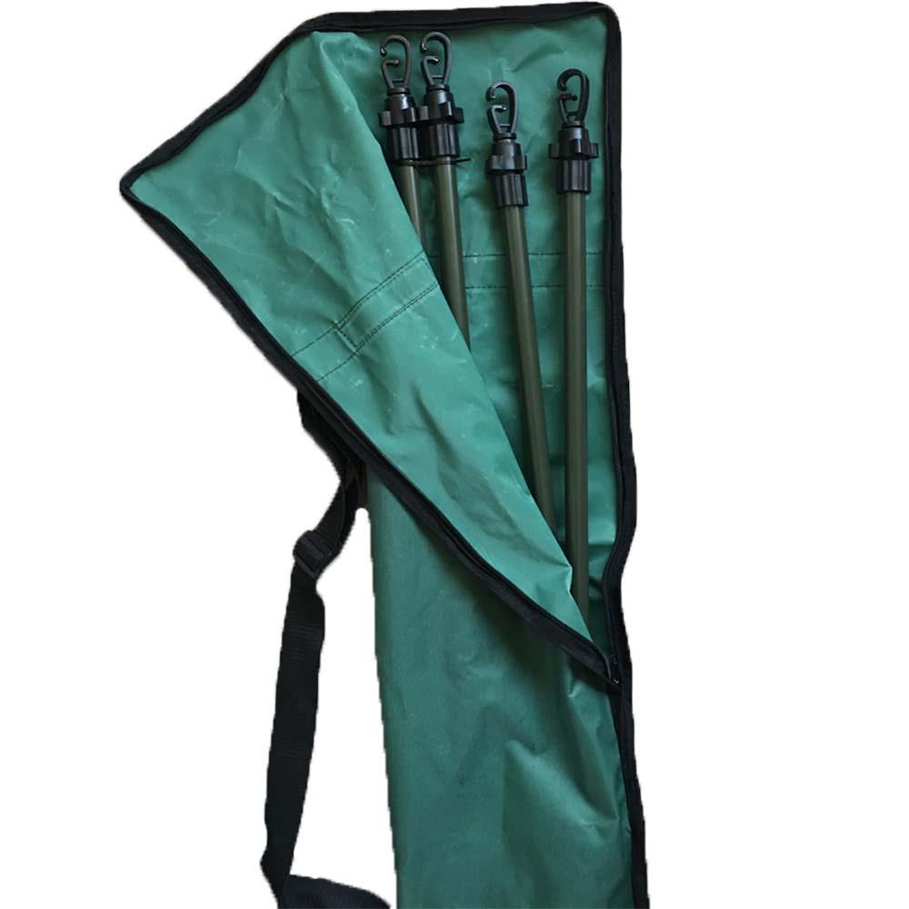Echo 4 dual spike hide poles with green or camo canvas bag, designed for hunting and outdoor concealment.
