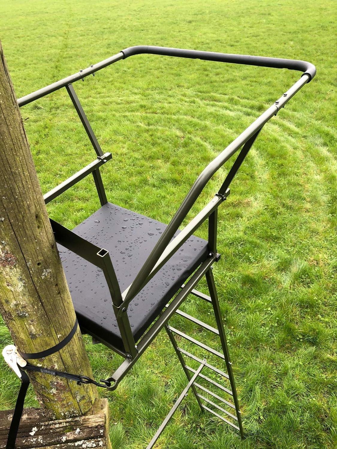 ECHO A1 Decoy Single Lean-To High Seat with 3.5m tree-mounted ladder and padded seat for comfortable hunting or birdwatching.
