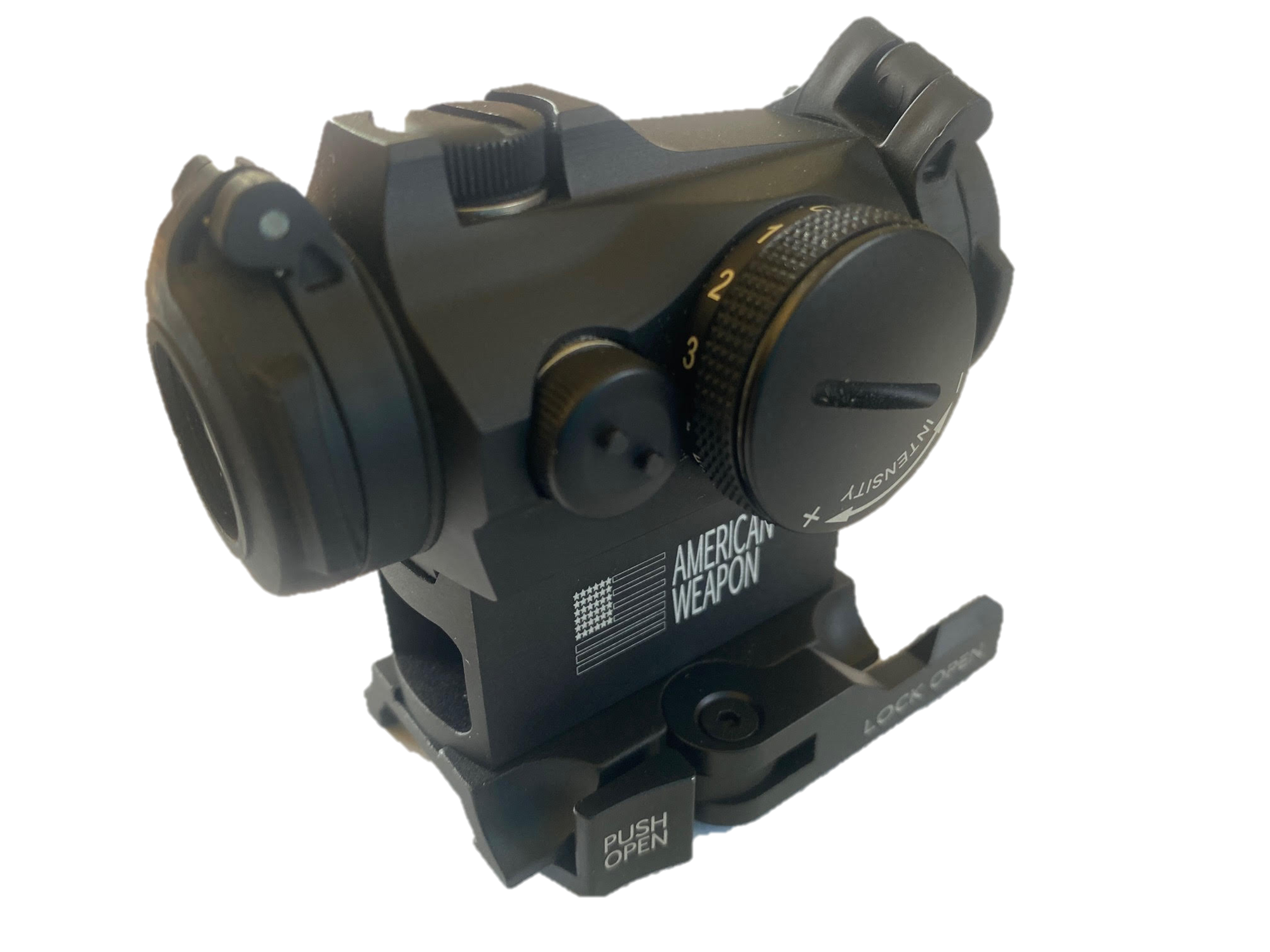 EDGAR Aimpoint H2 2MOA quick release mount on a high Weaver Picatinny rail for tactical rifles, showing the durable mount and rail interface.