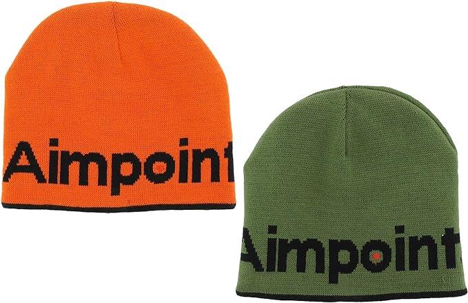 EDGAR AIMPOINT knitted beanie with interchangeable green and orange sections, cozy winter hat with ribbed knit pattern