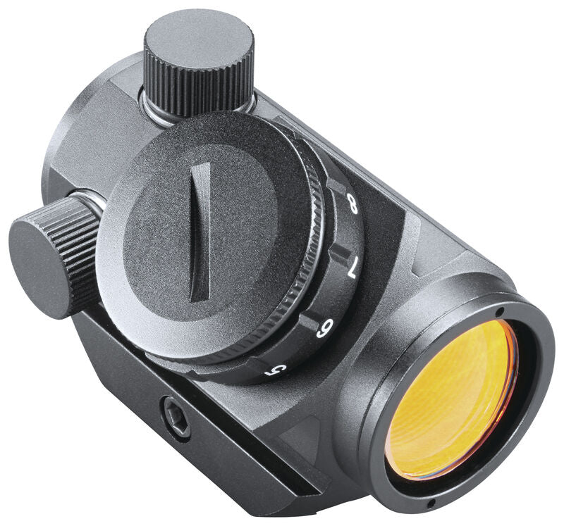 EDGAR Bushnell Trophy red-dot sight TRS-25 mounted on a rifle, featuring a compact design and adjustable brightness for quick target acquisition.