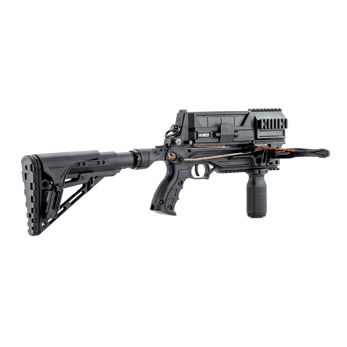 EDGAR Steambow M10 Tactical crossbow with a 10-round magazine, precision design, and tactical features, ready for target shooting.