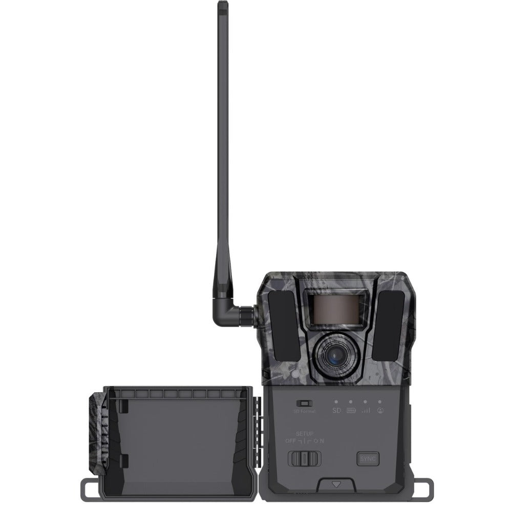 ELITE HIKMICRO Trail Camera M15 4G showing a compact black outdoor wildlife camera with lens and antenna for 4G connectivity.