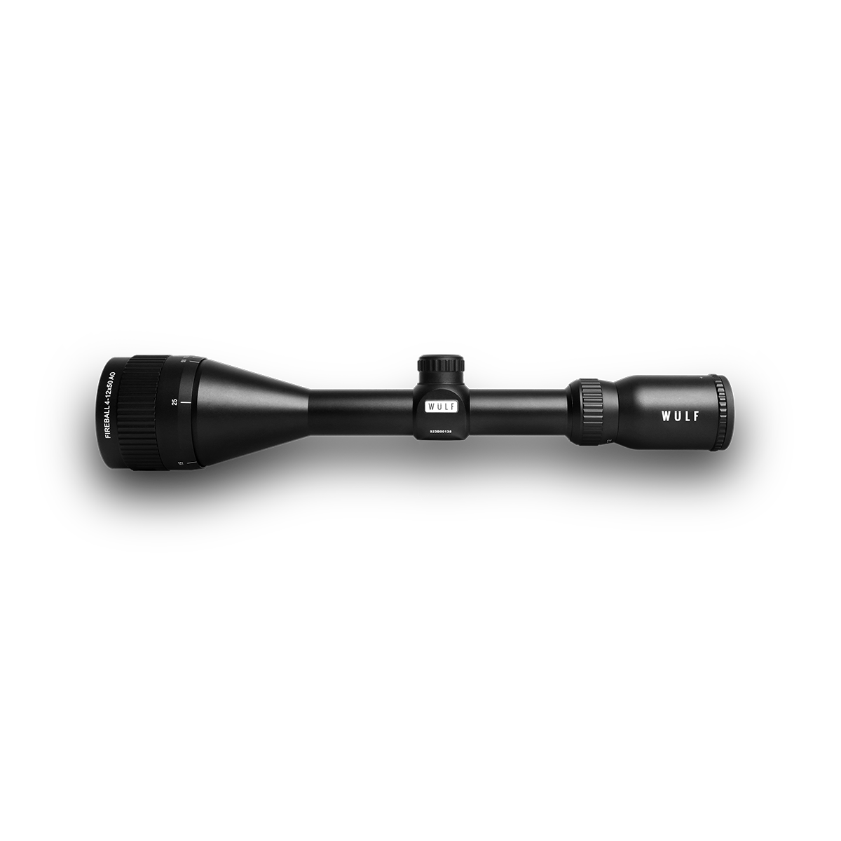 ELITE WULF Fireball 4-12x50 rifle scope with free dovetail mounts, featuring adjustable magnification and precision targeting.