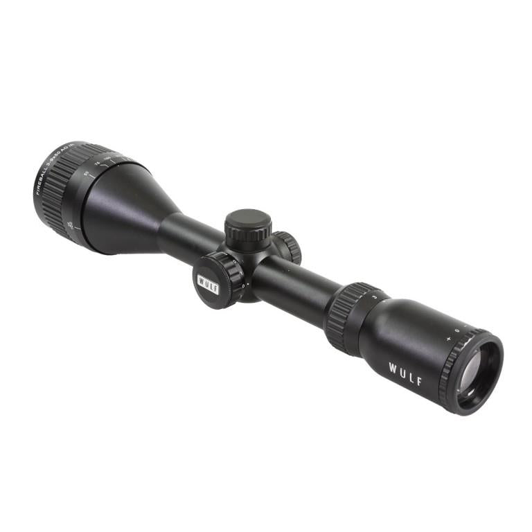 ELITE WULF Fireball rifle scope 3-9x50 AO SFP mounted with 9-11mm rings, featuring adjustable eyepiece for precise aiming