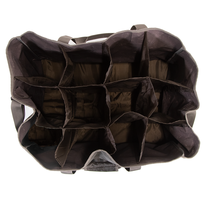 A1 Decoy Ltd Final Approach Mini 12 Slot Decoy Bag for crows, pigeons, and small ducks, shown with decoys inside.