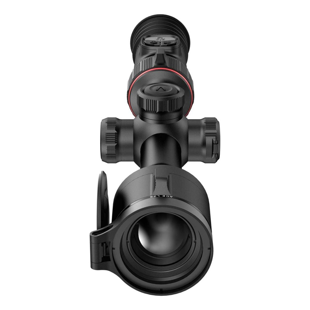 Hawke NocPix ACE L35 thermal rifle scope with 35mm lens, 12um sensor, 384x288 resolution, and ballistic calculation features.