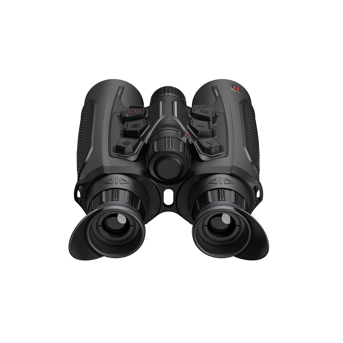 HIKMICRO HABROK 4K 2.0 thermal binoculars with laser rangefinder and 940nm torch kit, shown with included accessories.