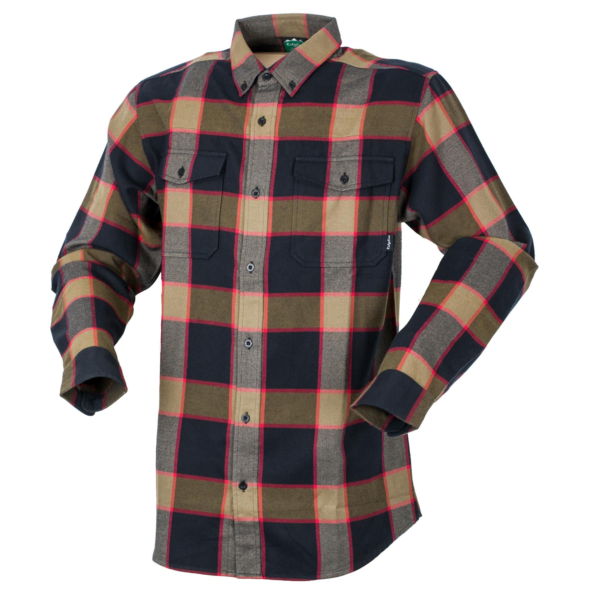 Highland Ridgeline Backcountry checked shirt in outdoor plaid, featuring a button-up design and long sleeves.