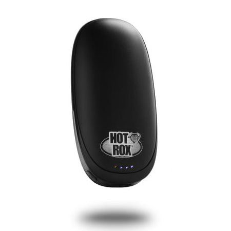A1 DECOY LTD HotRox double-sided electronic hand warmer with integrated power bank, showing its compact design and heating surfaces.