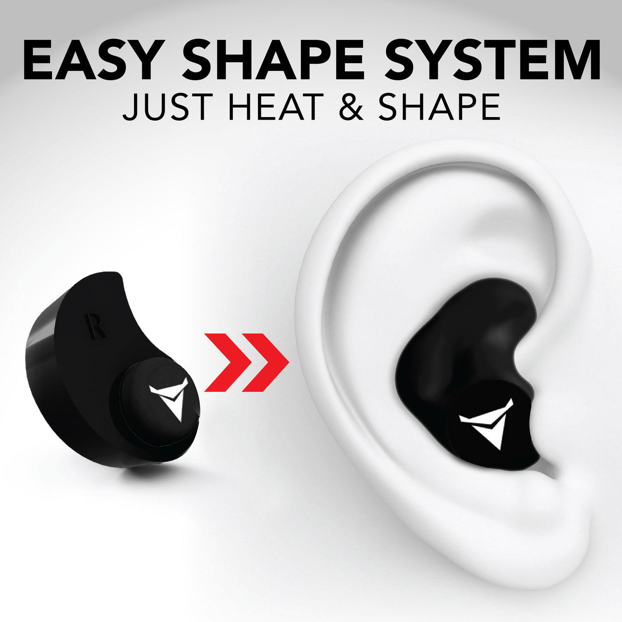 A pair of Decibullz Percussive Ear Defenders by A1 Decoy Ltd, custom-molded ear protection with adjustable fit.