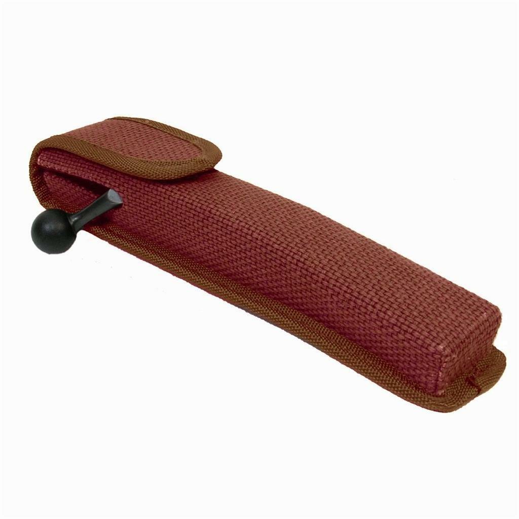 Red Napier bolt pouch for Blaser rifles, designed to securely hold rifle bolts with durable material and convenient attachment.