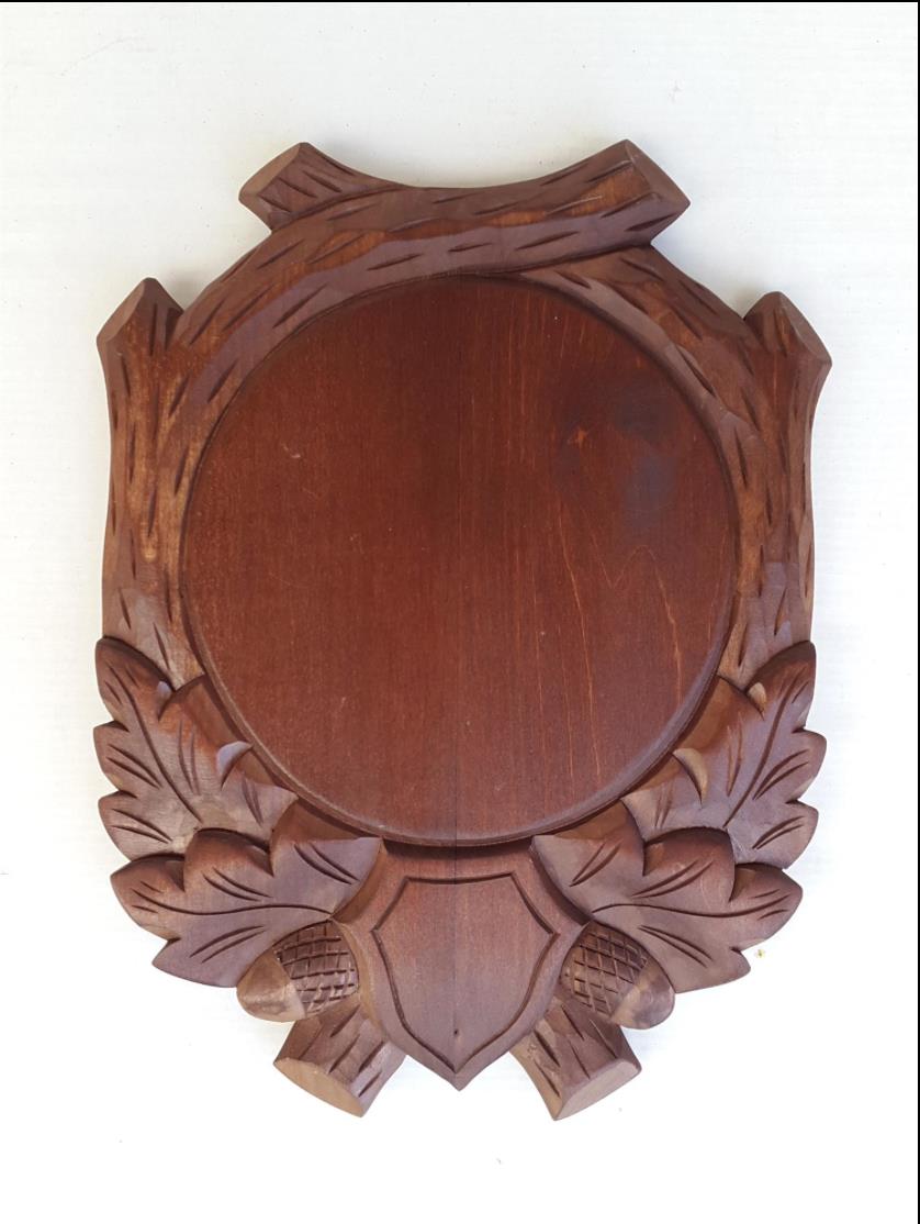 SPJAGD trophy plate measuring 14cm to 20cm, with a decorative design, displayed on a neutral background.