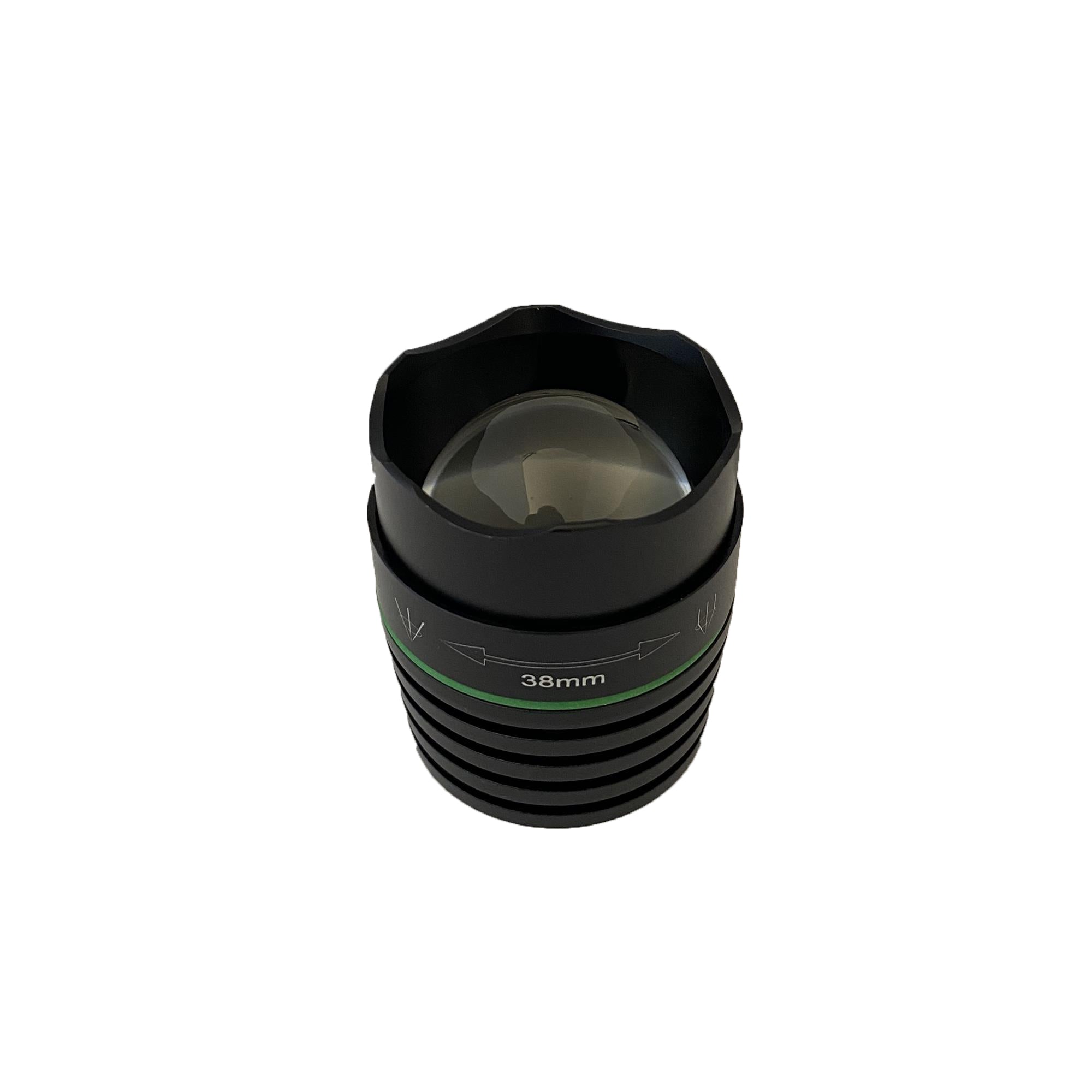 Shenzhen Home Security 50mm aspherical lens for NightSniper Supreme night vision torch, showing the lens and device detail.