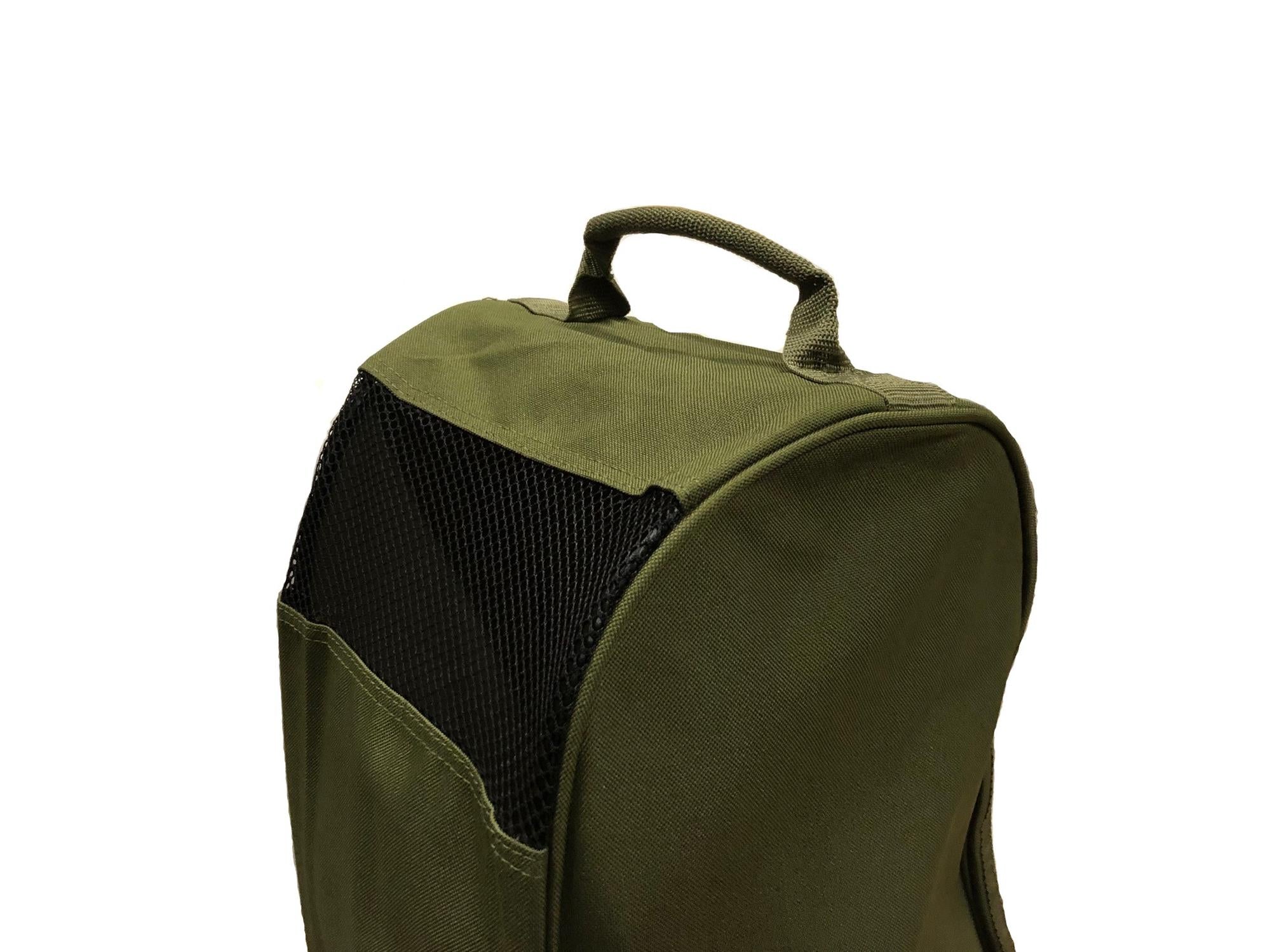 Fairfax green canvas zip-up boot bag with sturdy handle and secure closure, designed for convenient shoe storage and travel.