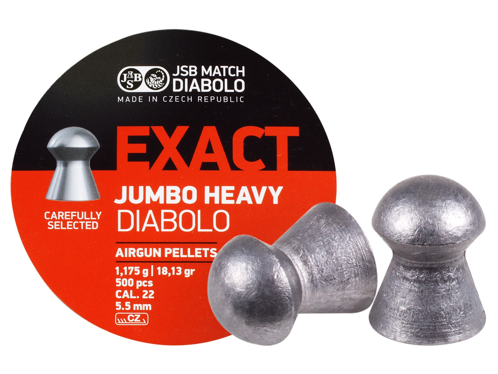 Rothery JSB Jumbo Exact Heavy .22 pellets for precision airgun shooting, shown in packaging.