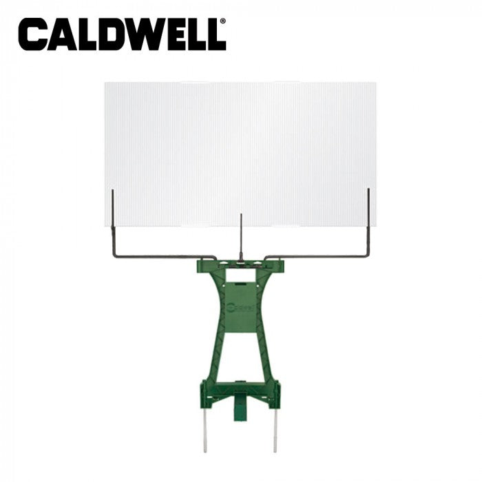 Sportman Caldwell Ultimate Target Stand holding a large paper target for shooting practice or training.
