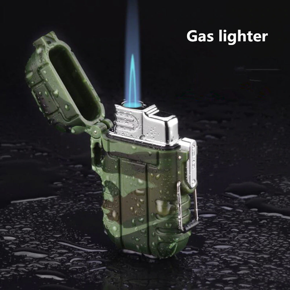 Camo gas lighter by AliExpress featuring a camouflage pattern and metal ignition mechanism.