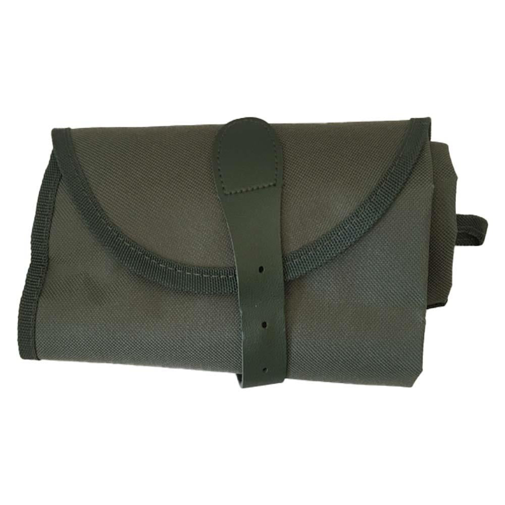 Echo green pocket-sized roll-up shotgun slip, compact and protective firearm carrying case with secure closure.