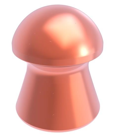 Crosman Premier Copper Domed .22 caliber air rifle pellets displayed in packaging with copper-colored domed tips