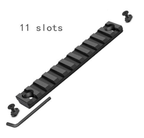 Aliexpress M-Lok Picatinny Weaver rails section with three slots for firearm accessory mounting, round design and durable construction.