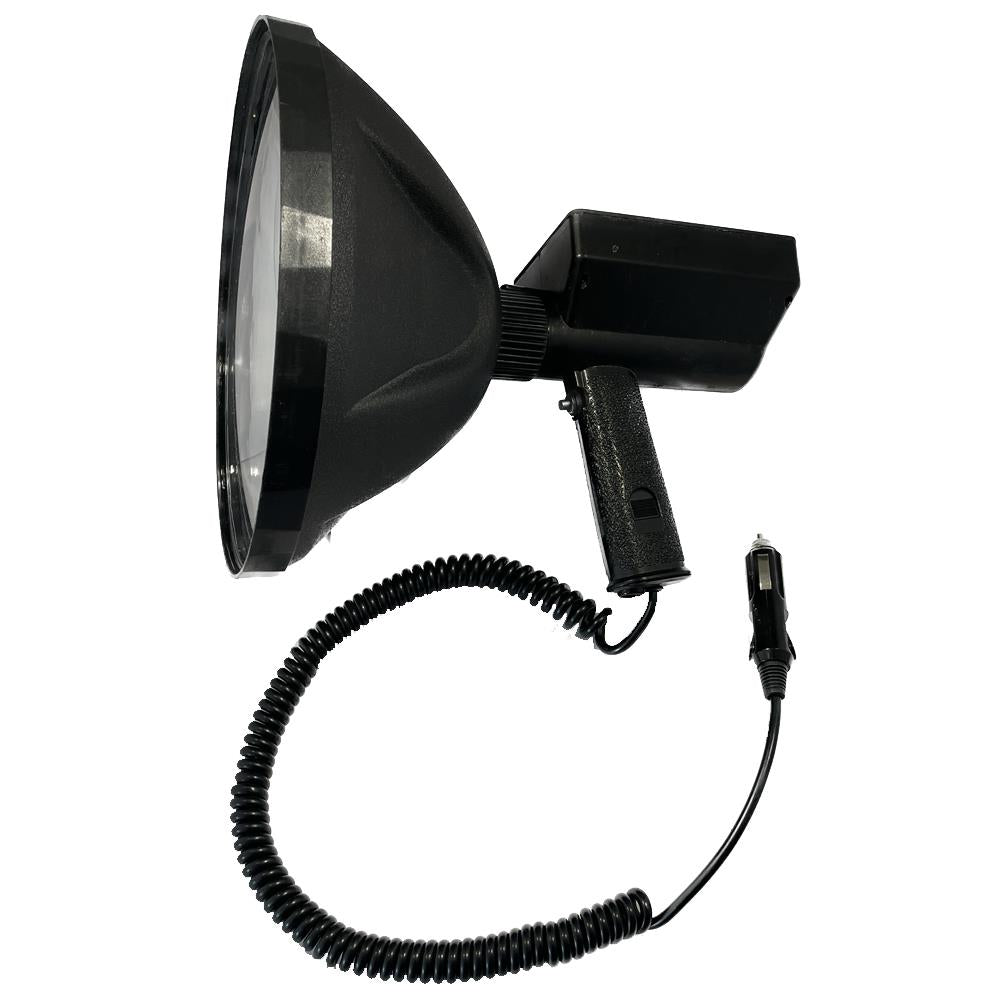 A1 DECOY LTD 240mm 12V hunting lamp with red filter, mounted on a stand, suitable for nighttime hunting activities.