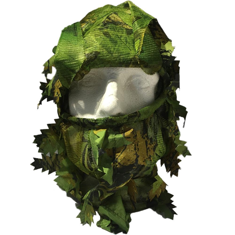 3D leafy veil mask by SIMON featuring intricate green leaf patterns and sheer fabric for a stylish, nature-inspired accessory.