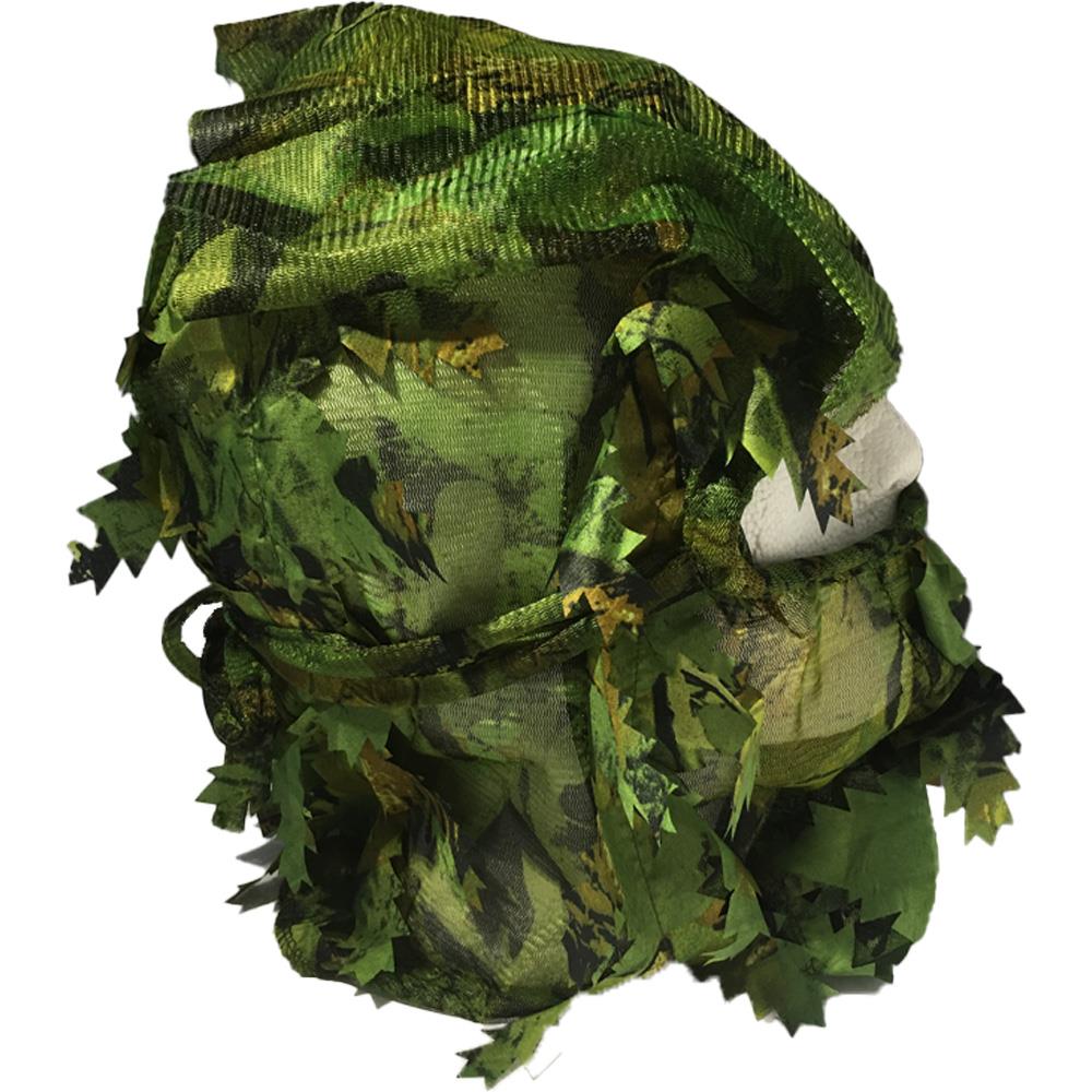 3D leafy veil mask by SIMON featuring intricate green leaf design and sheer fabric for a stylish, nature-inspired accessory.