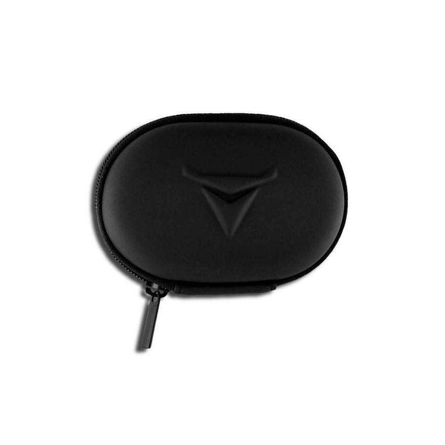 DCID Decibullz premium carry case for earphones, durable black protective storage with zipper closure.