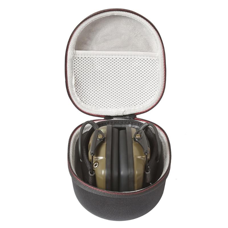 Green Impact Sport ear defenders with adjustable headband and carrying case for hearing protection and comfort.