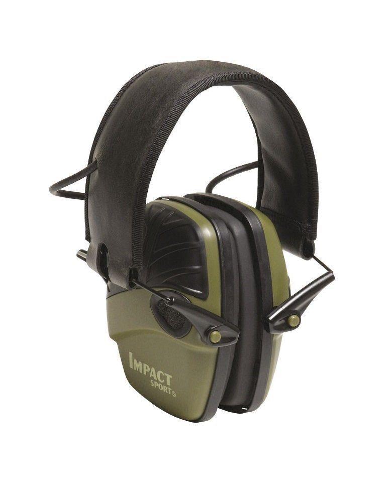 Green Impact Sport ear defenders with carrying case, lightweight hearing protection from AliExpress, suitable for noise reduction.