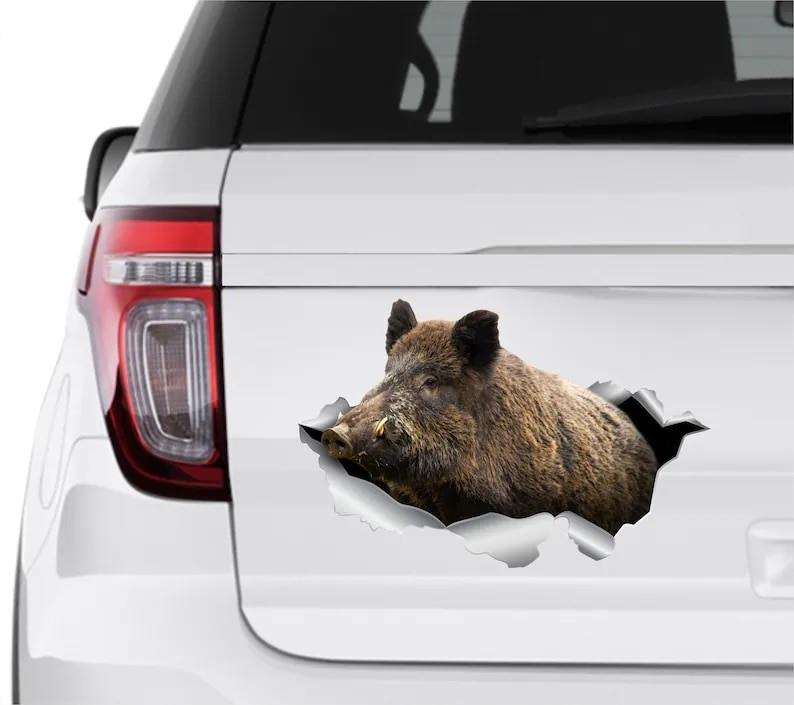 Wild boar car sticker decal featuring a realistic wild boar design, perfect for customizing vehicle exteriors.