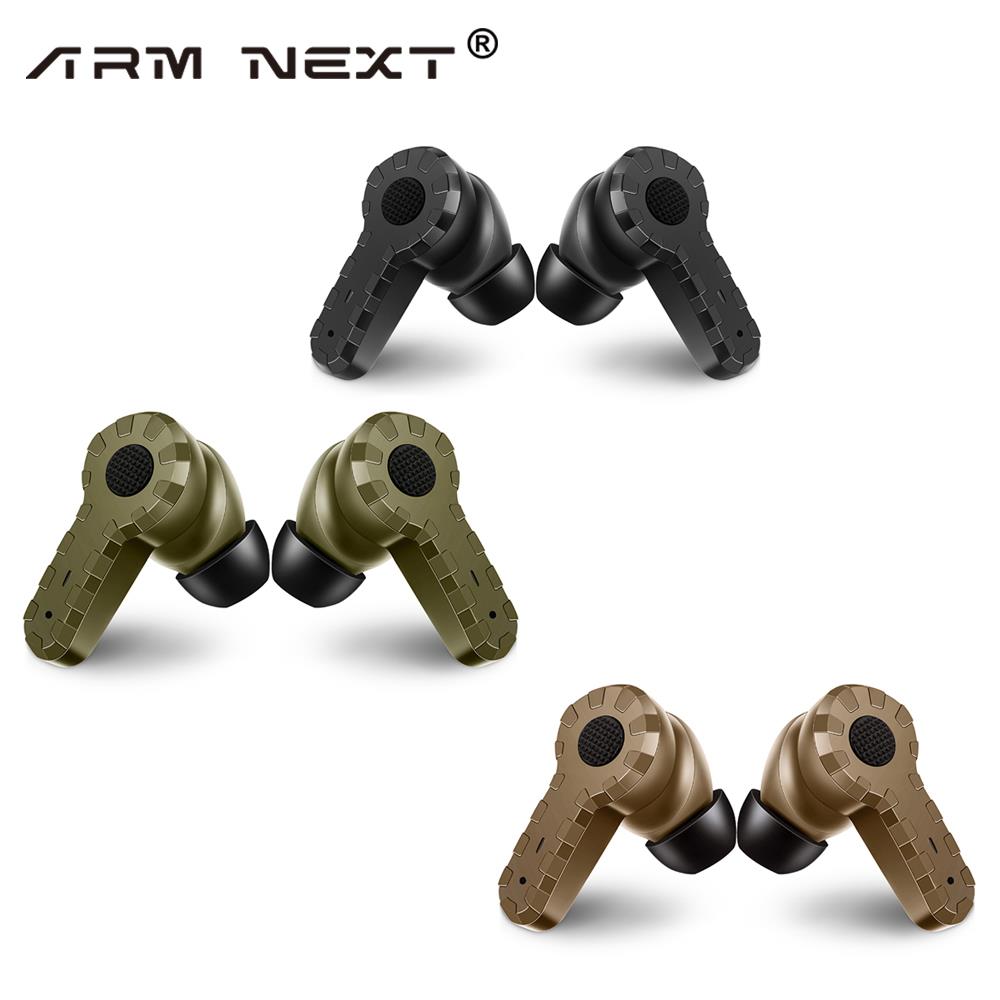Green electronic shooting earplugs from AliExpress providing noise-canceling hearing protection with electronic sound filtering.
