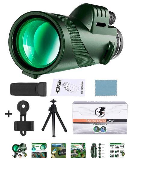 Compact portable telescope for long-distance viewing, ideal for sporting events and outdoor adventures.