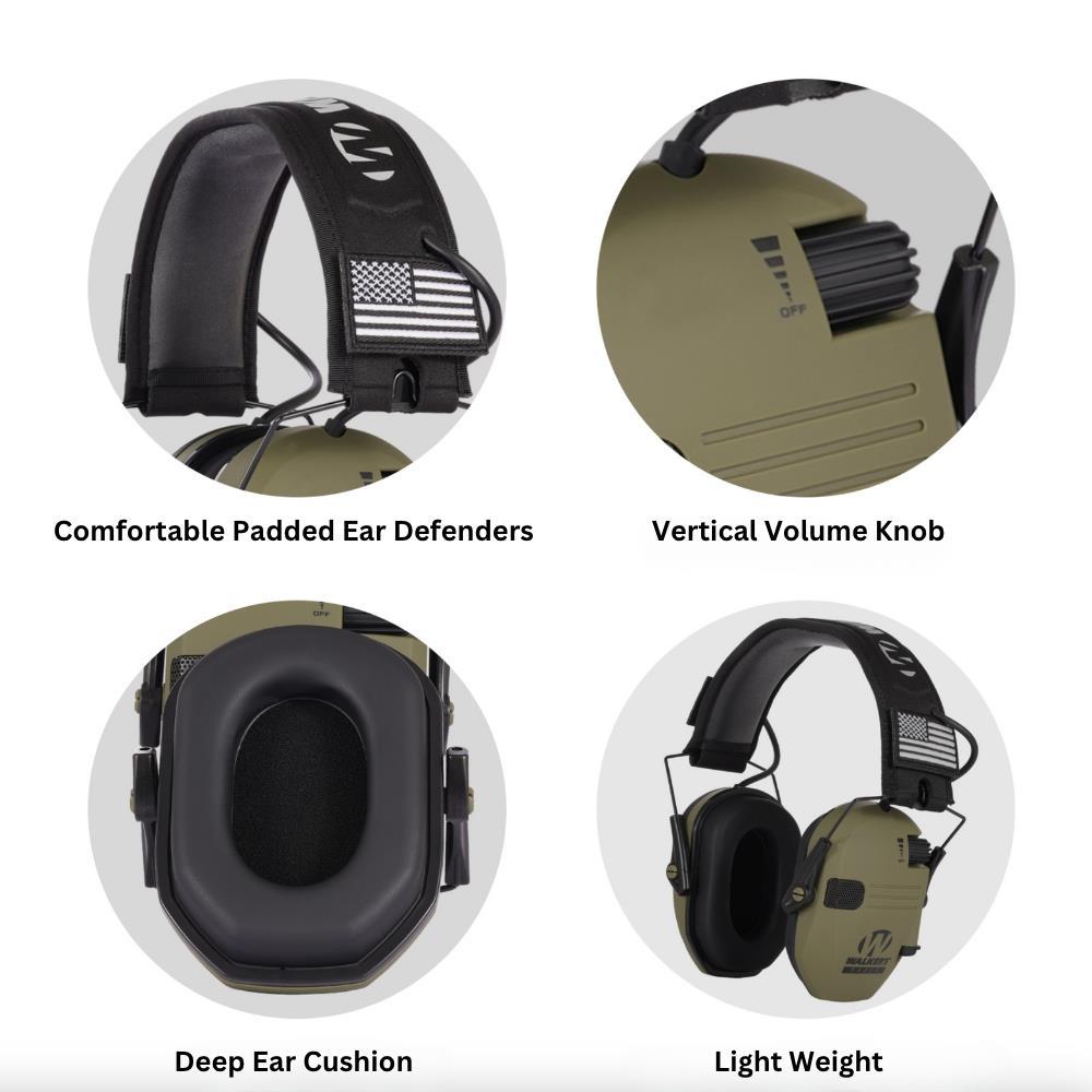 WALKERS RAZOR EAR PROTECTION BROWN SAFETY ELECTRONIC EAR DEFENDERS - FREE CASE