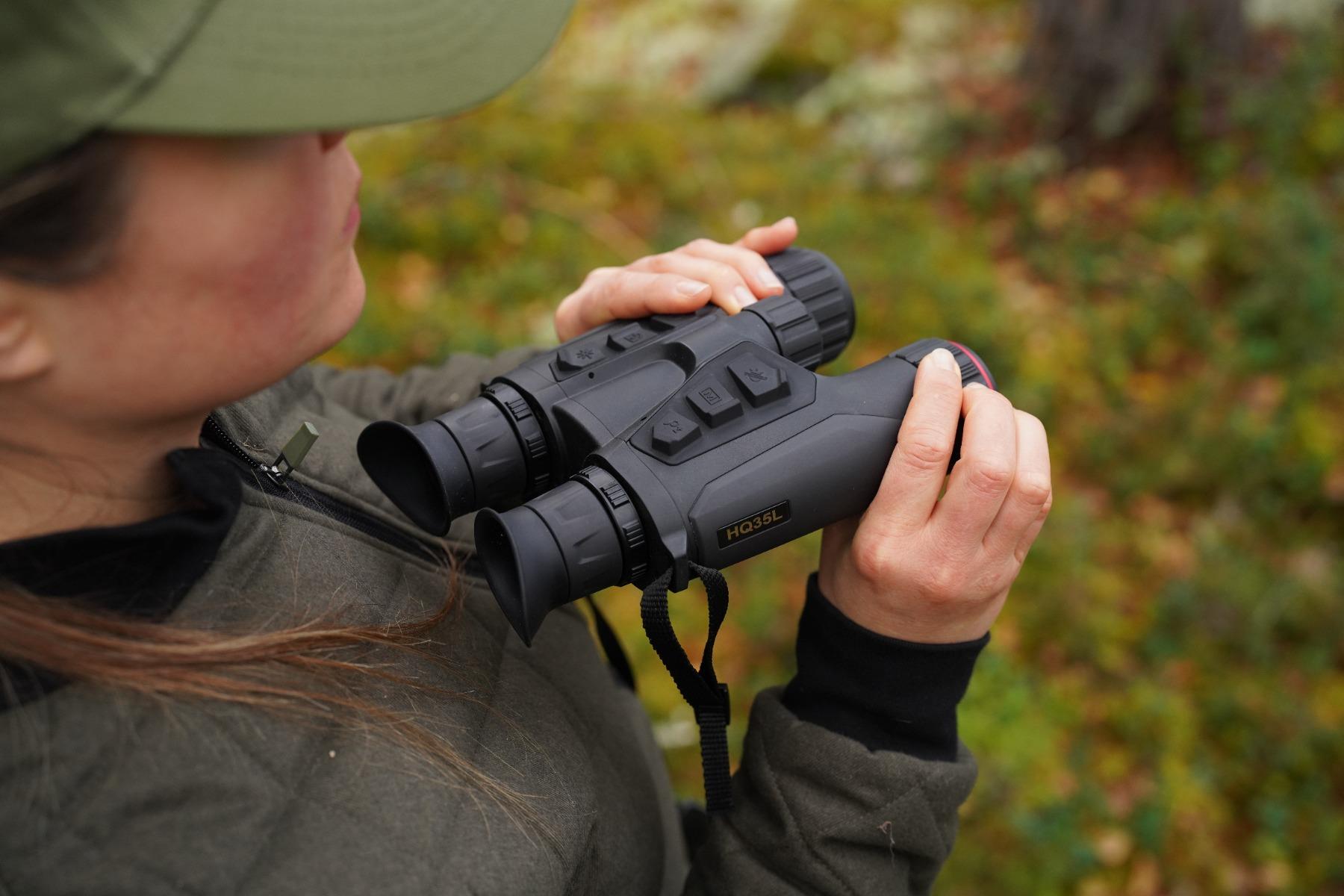 ELITE HIKMICRO HABROK Pro 35mm multi-spectrum binoculars with laser rangefinder, night vision scope for outdoor viewing.