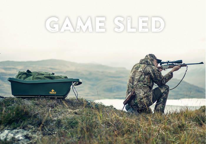 Red stag deer hunting decoy on a sledge by A1 Decoy Ltd, used for stalking and hunting game in outdoor environments.