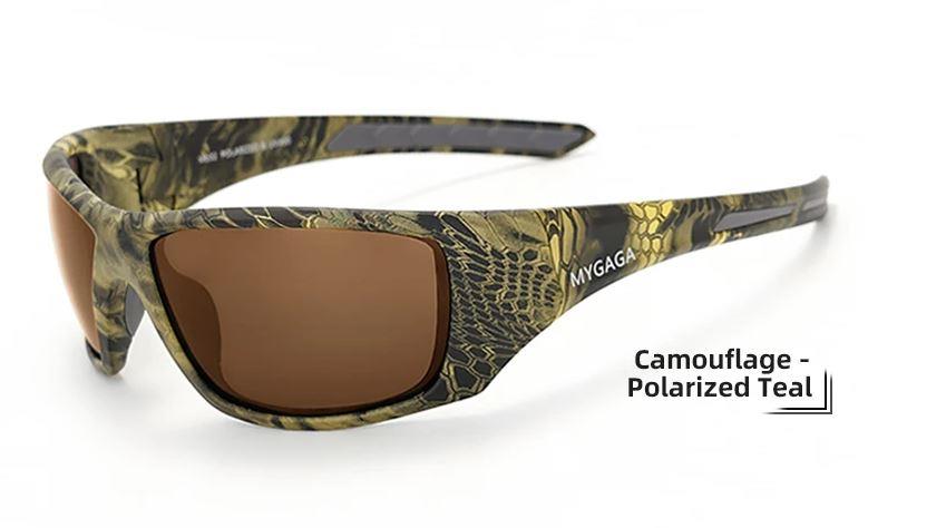 ALIEXPRESS shooting polarized hunting camo glasses with green lenses, designed for outdoor shooting and hunting activities.