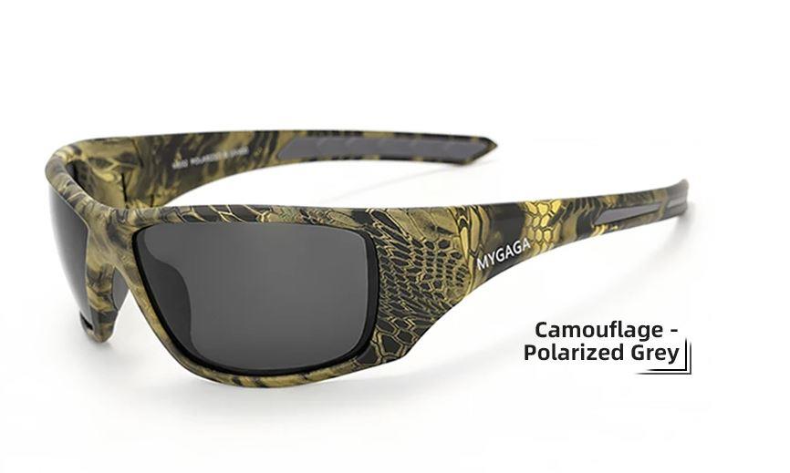 AliExpress polarized hunting camo glasses with green lenses, designed for shooting and outdoor hunting activities.