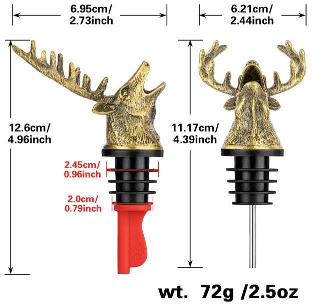 Deer head wine pourer and stopper with a detailed deer antler design, made by ALIEXPRESS for elegant wine serving.