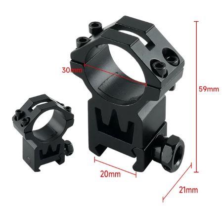 High 59mm 30mm scope mounts for rifles, compatible with ALIEXPRESS brands, showcasing the sturdy metal design and mounting hardware.