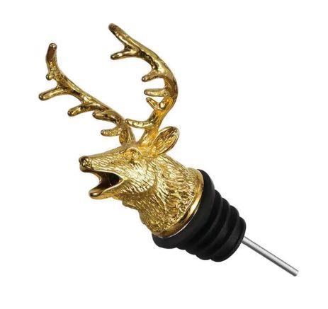 Ceramic deer head wine pourer with detailed design, ideal for serving wine in a stylish and decorative way.