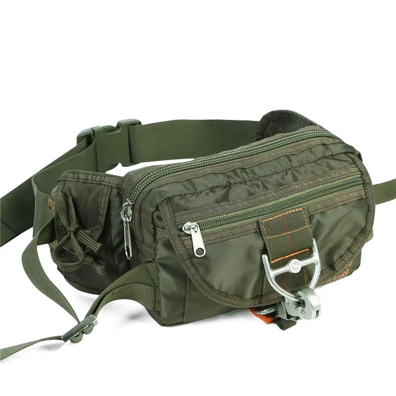Black tactical waist pack by ALIEXPRESS featuring multiple storage compartments and adjustable strap for outdoor activities.